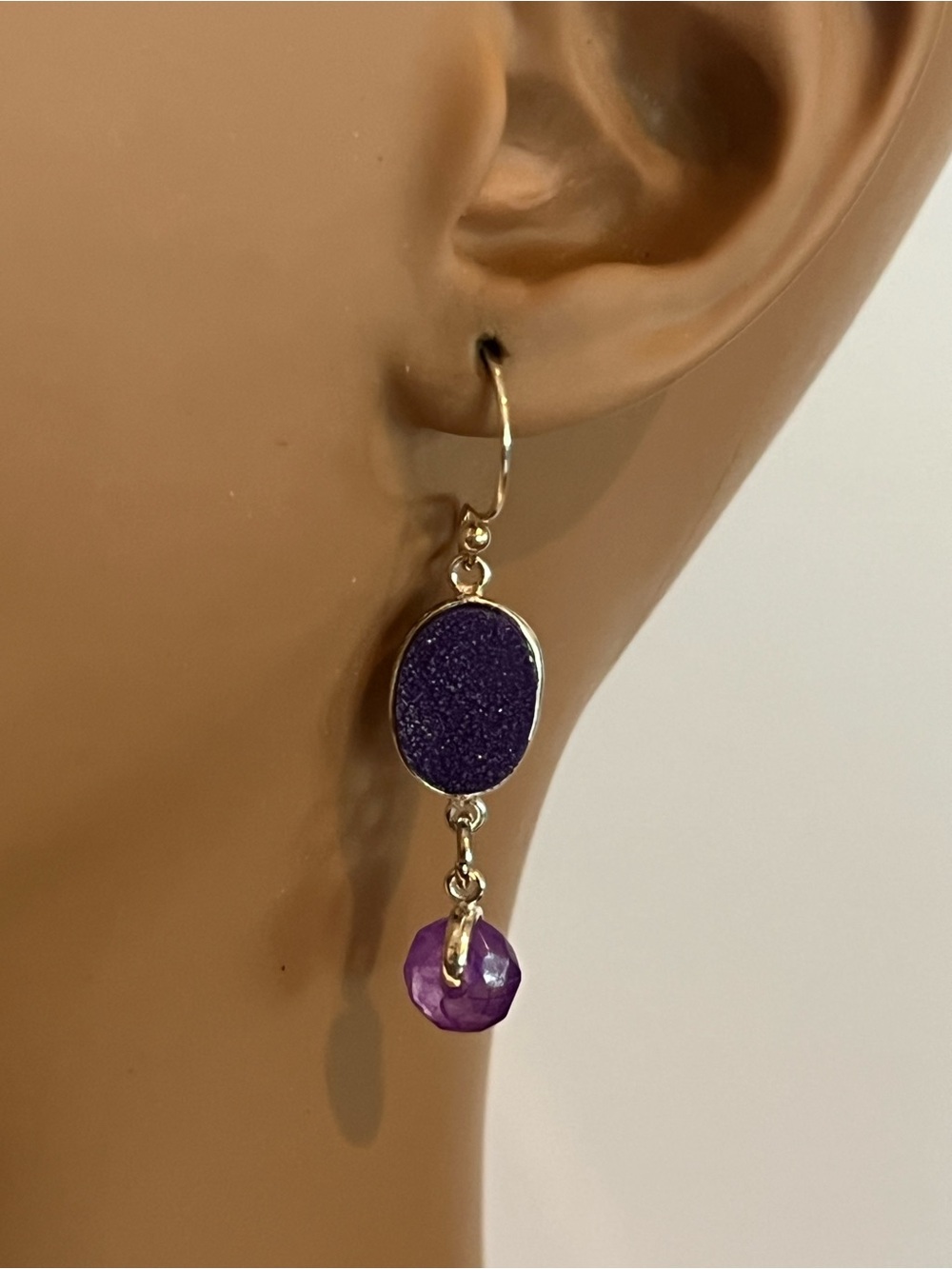 Purple Druzy Earrings